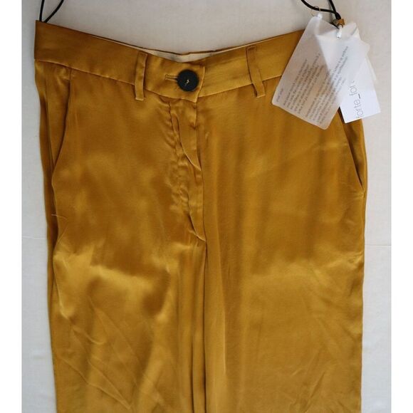 Forte_Forte 10064 Women's Sz 0 Amber/Gold Shining Silk High Waist Pants - Picture 5 of 9